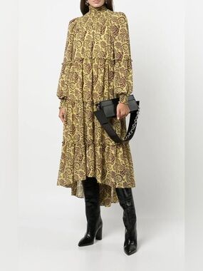Cinq À Cept Paisley Print Tiered Twirl Dress